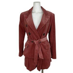 Free People Ella Corduroy Suit Set 2 Pink Blazer Shorts